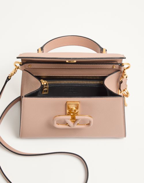 Valentino Garavani - Valentino Garavani Vsling Small Handbag In Grainy Calfskin - Rose Cannelle - Woman - Top Handle Bags